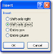 insert cells popup